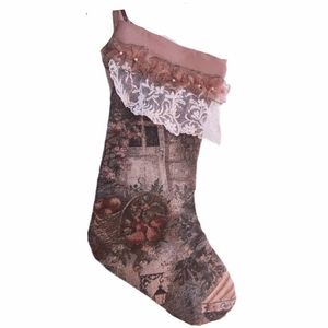 French Victorian Tapestry Hanging Stocking